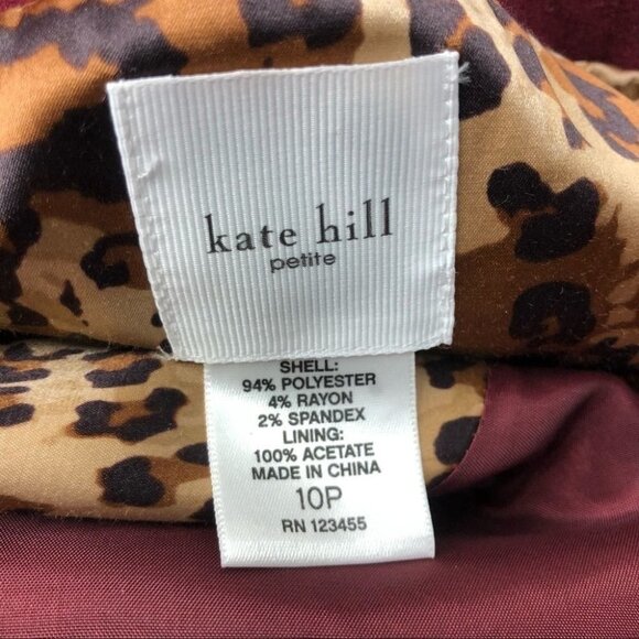 Kate Hill Burgundy Jacket Size 10P - Picture 6 of 6